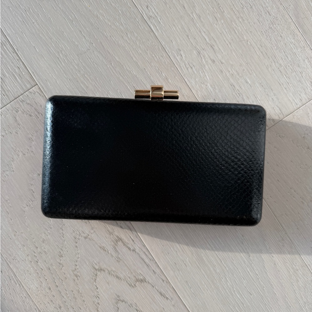 GUESS Black Python Clutch with Gold Handle - Picture 2 of 6